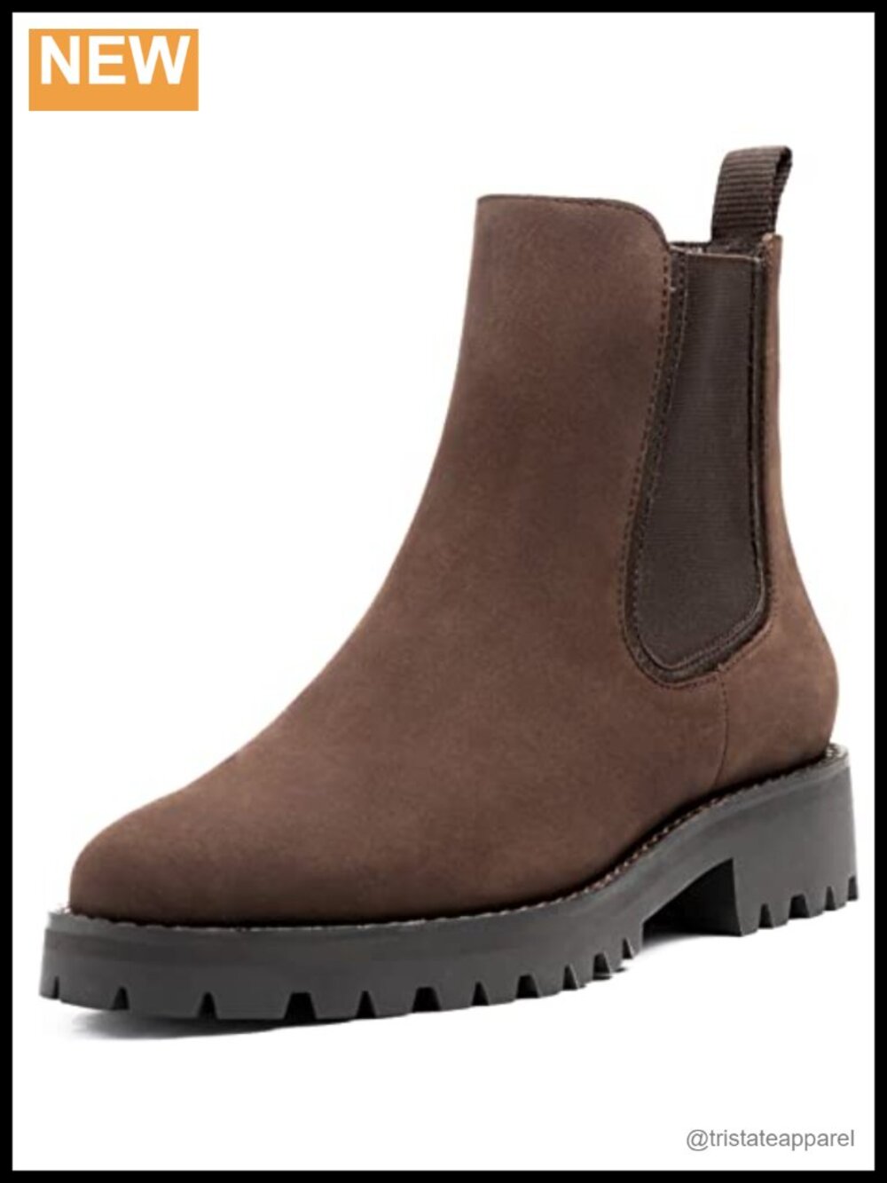 Genuine Leather Chelsea Boots with Elastic Goring - StormKing Lug Sole Ankle